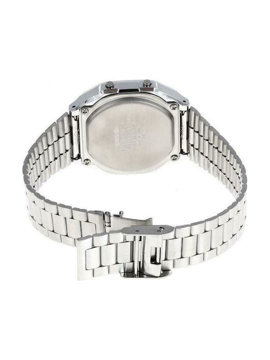 Casio Vintage Iconic Digital Herrenuhr 36.3mm Batterie mit Silber Metallarmband