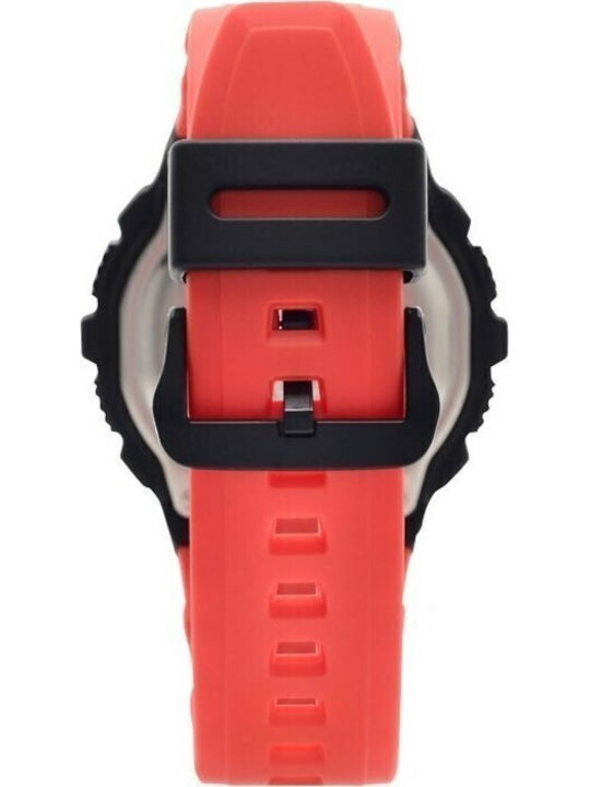 Casio Ψηφιακό Ανδρικό Ρολόι 48mm Χρονογράφος Μπαταρίας με Πορτοκαλί Καουτσούκ Λουράκι