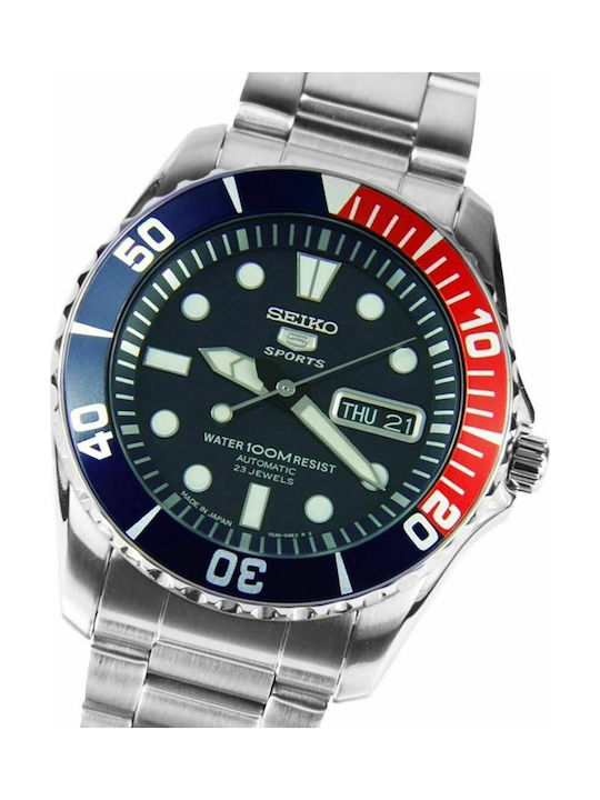 Seiko 5 Sports Часовник Автоматичен с сребърен Метална верижка