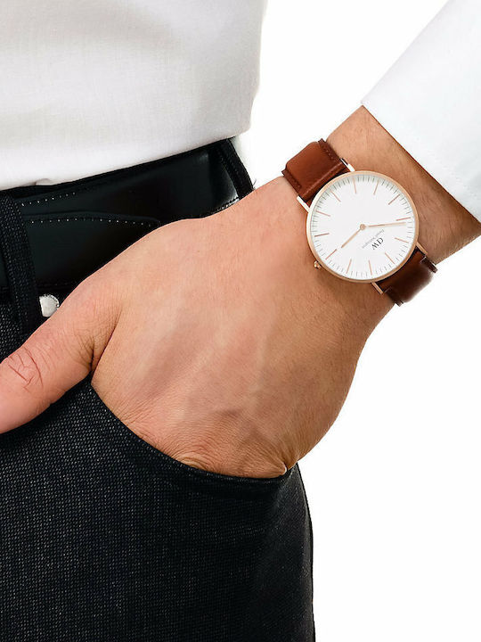 Daniel Wellington Classic St Mawes Ρολόι Μπαταρίας με Δερμάτινο Λουράκι