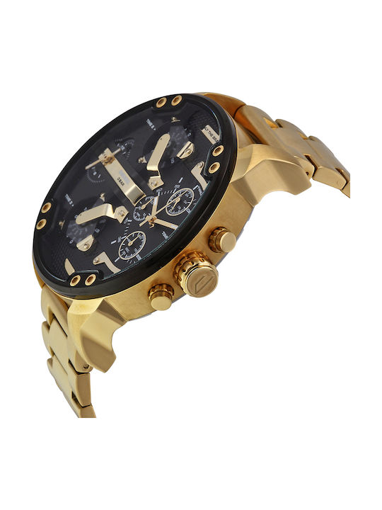 Diesel Mr Daddy 2.0 Herrenuhr 57mm Chronograph Batterie mit Gold Metallarmband