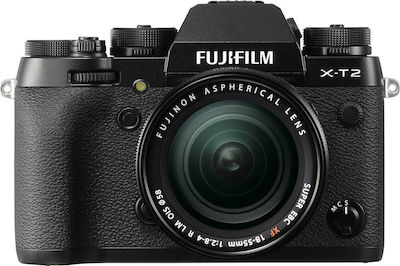 Fujifilm Mirrorless Φωτογραφική Μηχανή X-T2 Crop Frame Kit (XF 18-55mm F2.8-4 R LM OIS) Black