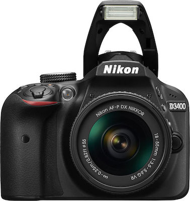 Nikon DSLR Φωτογραφική Μηχανή D3400 Crop Frame Kit (EF-S 18-135mm F3.5-5.6 IS USM + W-E1 Wi-Fi Adapter)Kit (AF-P DX 18-55mm F3.5-5.6G VR + AF-P DX 70-300mm F4.5-6.3G ED VR)Kit (HD DA 18-50mm F4-5.6 DC WR RE + DA 50-200mm F4-5.6 ED WR) Black