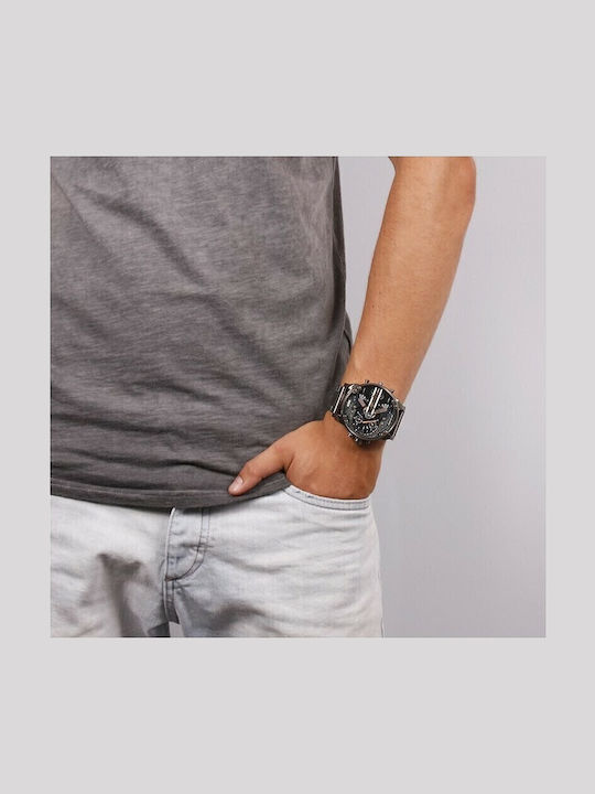 Diesel Mr Daddy 2.0 Мъжки Часовник 57mm Хронограф На Батерия С Черна Метална Гривна