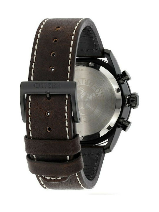 Citizen Herrenuhr 45mm Chronograph Eco - Antrieb mit Braun Lederarmband