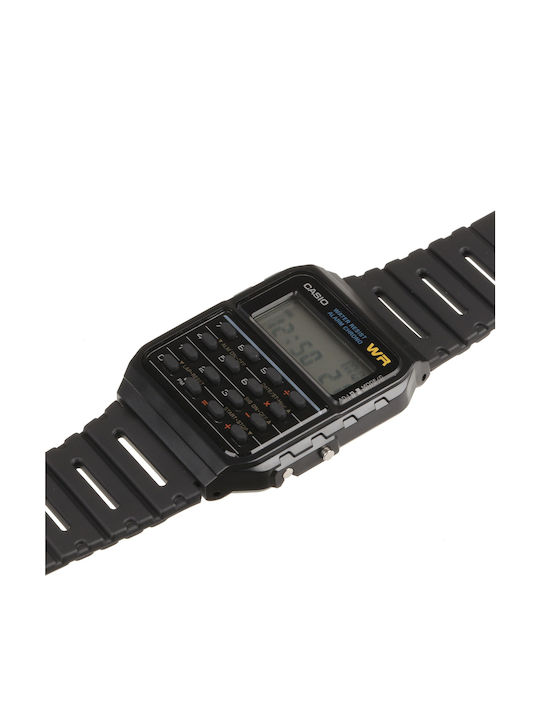 Casio Calculator Ψηφιακό Ανδρικό Ρολόι 34.4mm Μπαταρίας με Μαύρο Καουτσούκ Λουράκι