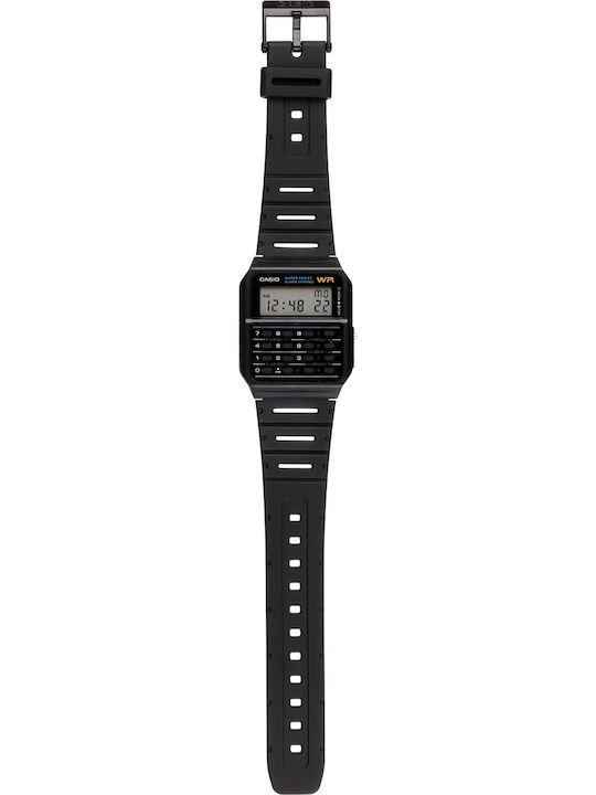 Casio Calculator Ψηφιακό Ανδρικό Ρολόι 34.4mm Μπαταρίας με Μαύρο Καουτσούκ Λουράκι