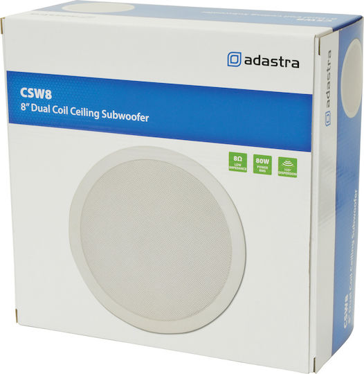 Adastra CSW8 Ηχείο Οροφής 80W (Τεμάχιο) 30x5.2x40εκ. Λευκό