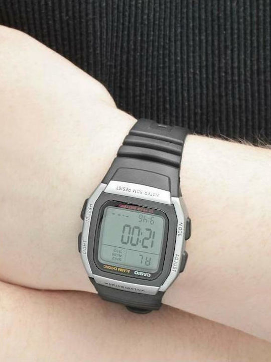 Casio Digital Men's Watch 36mm Battery with Black Rubber Strap W