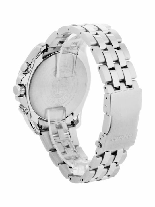 Citizen Herrenuhr 44mm Chronograph Eco - Antrieb mit Silber Metallarmband