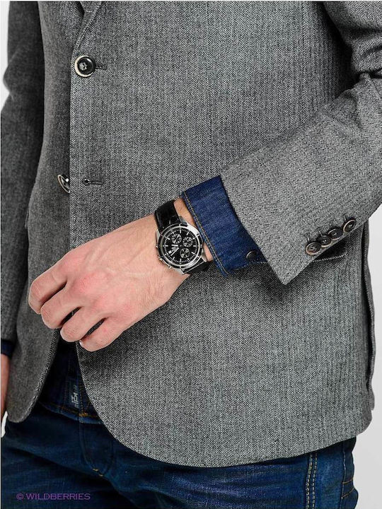 Casio Edifice Men's Watch 43.8mm Chronograph Battery with Black Leather Strap