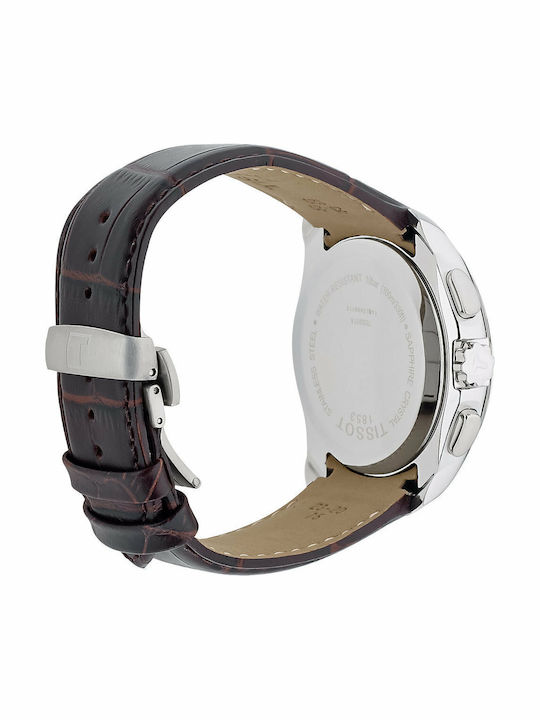 Tissot Couturier Ceas Bărbați 44mm Cronograf Cu Baterie Cu Curea Din Piele Maro
