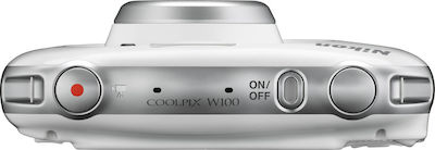 Nikon Coolpix W100 Kompakte Kamera 13.2MP Optischer Zoom 3x mit Bildschirmgröße 2.7" und Videoauflösung 1920 x 1080 Pixel Weiß