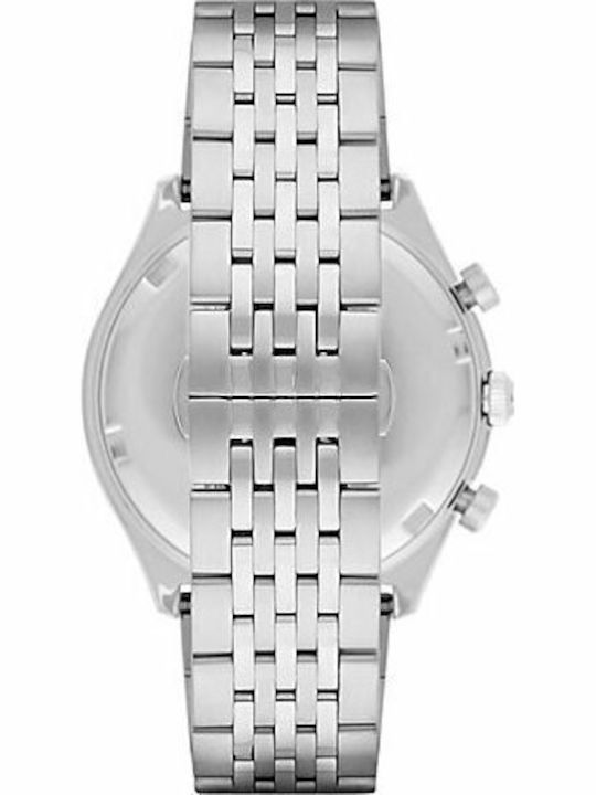 Emporio Armani Zeta Men's Watch 43mm Chronograph Battery with Silver Metal Bracelet
