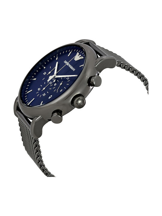 Emporio Armani Ανδρικό Ρολόι 46mm Χρονογράφος Μπαταρίας με Ασημί Μεταλλικό Μπρασελέ