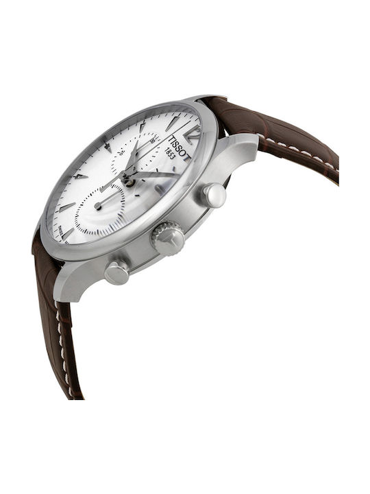 Tissot Tradition Ανδρικό Ρολόι 42mm Χρονογράφος Μπαταρίας με Καφέ Δερμάτινο Λουράκι