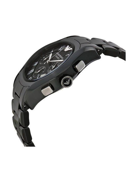 Emporio Armani Ceas Barbati Ceramic 42mm Cronograf Baterie cu Brățară Ceramică Neagră