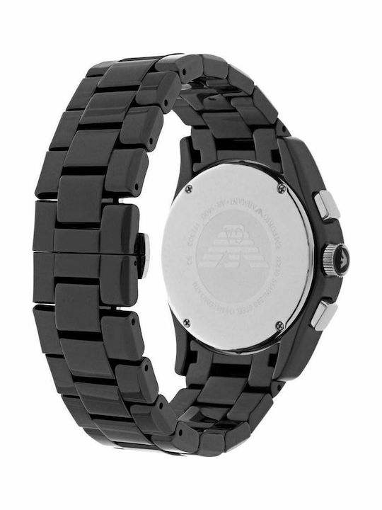 Emporio Armani Ceas Barbati Ceramic 42mm Cronograf Baterie cu Brățară Ceramică Neagră