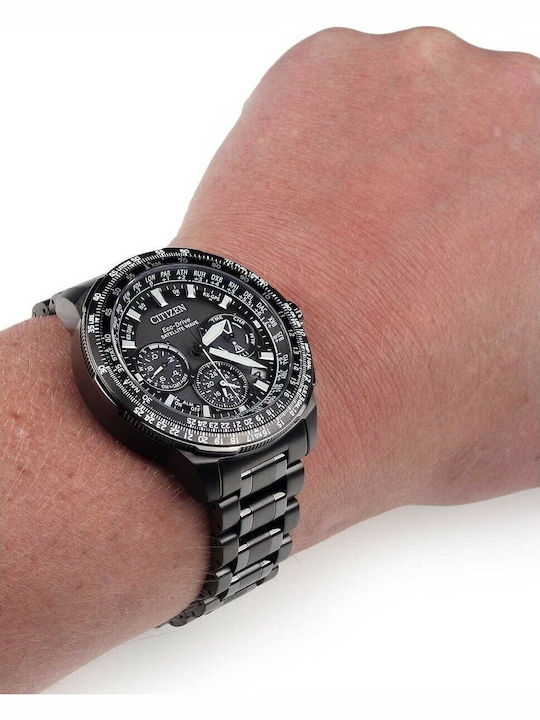 Citizen Promaster Satellite Wave Herrenuhr 47mm Eco - Antrieb mit Schwarz Metallarmband