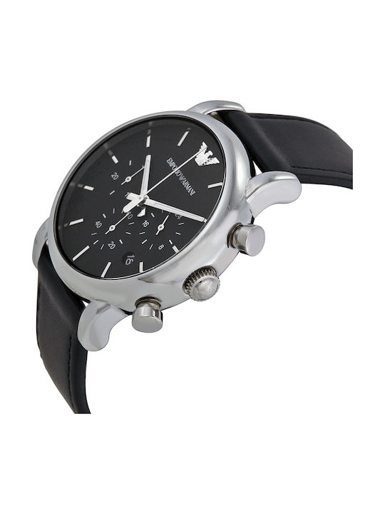 Emporio Armani Classic Men's Watch 41mm Chronograph Battery with Black Leather Strap