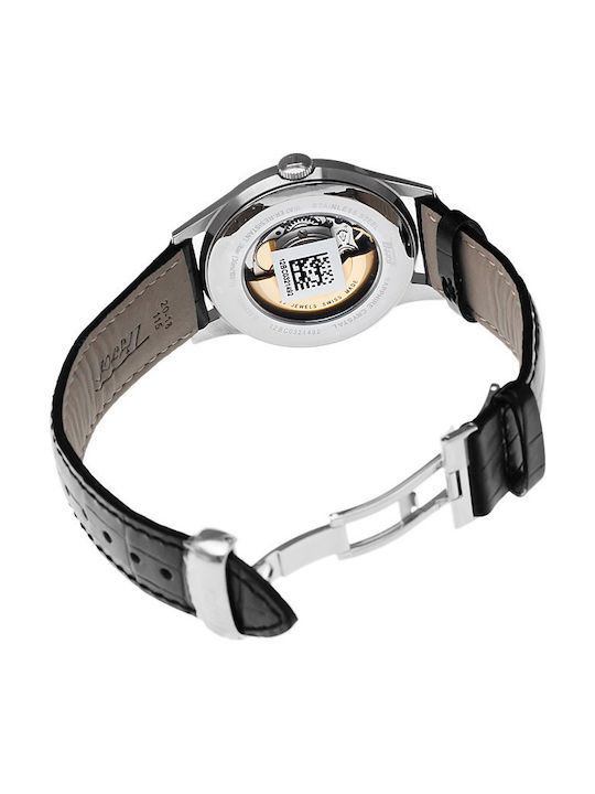 Tissot Ανδρικό Ρολόι 40mm Μπαταρίας με Μαύρο Δερμάτινο Λουράκι