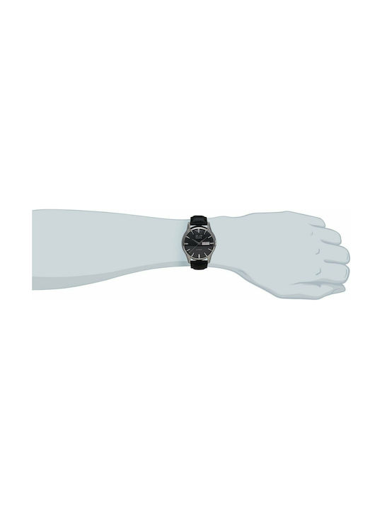 Tissot Ανδρικό Ρολόι 40mm Μπαταρίας με Μαύρο Δερμάτινο Λουράκι