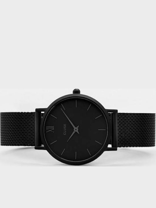 Cluse Minuit Mesh Γυναικείο Ρολόι 38mm Μπαταρίας με Μαύρο Μεταλλικό Μπρασελέ