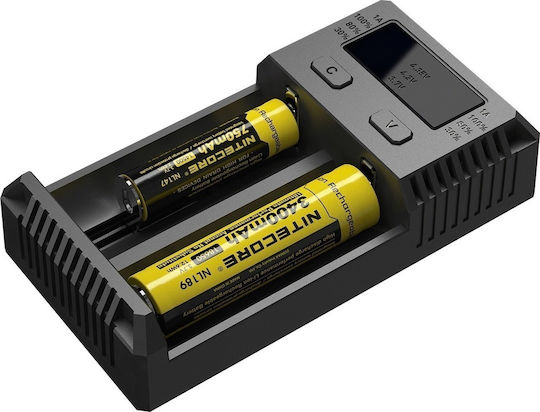 NiteCore IntelliCharger New i2 2 Batteries Li-ion/Ni-MH Size AA/AAA/D/18650/21700/16340/26650/14500