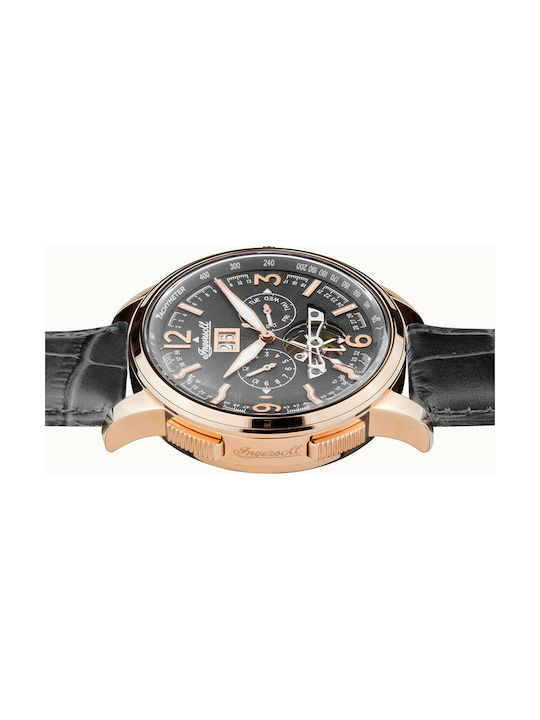 Ingersoll Regent Automatic Watch Chronograph Automatic with Black Leather Strap