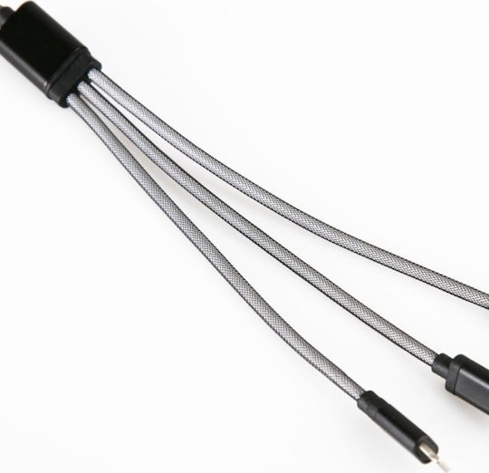 Зареждане Пренос на Данни Iphone Ipad Smartphon Редовна USB към Apple 30-Pin / Lightning / micro USB Кабел Сив 1м (3855)