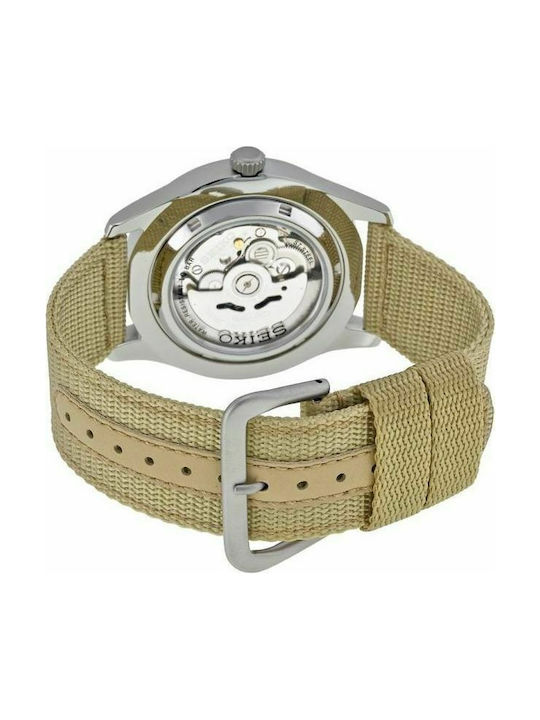 Seiko Automatic Watch with Fabric Strap Beige