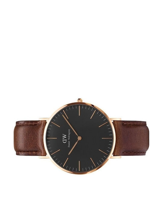 Daniel Wellington Classic Bristol Men's Watch 40mm Battery with Brown Leather Strap
