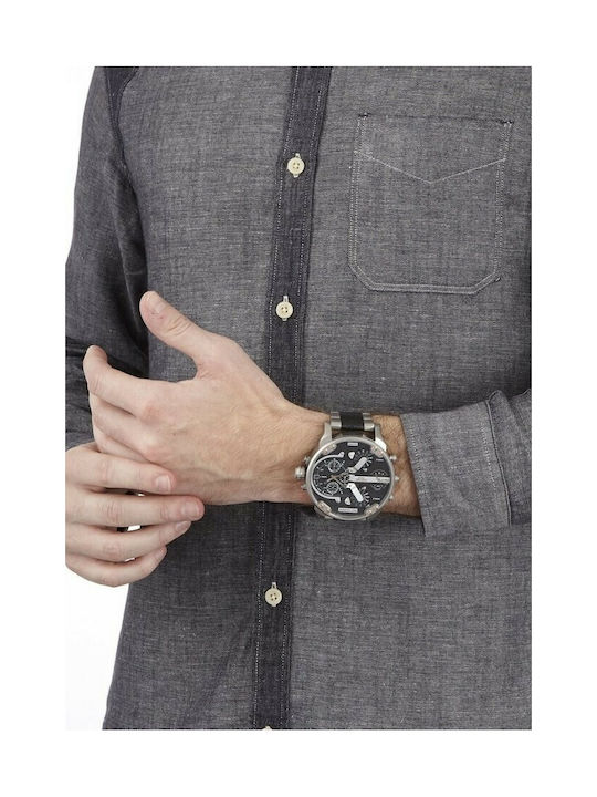 Diesel Mr. Daddy 2.0 Battery Chronograph Watch with Metal Bracelet Black