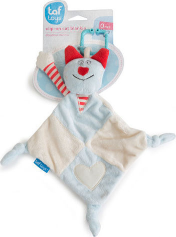 Taf Toys Бебешко Кърпиче Clip On Cat Blankie Светлосиньо