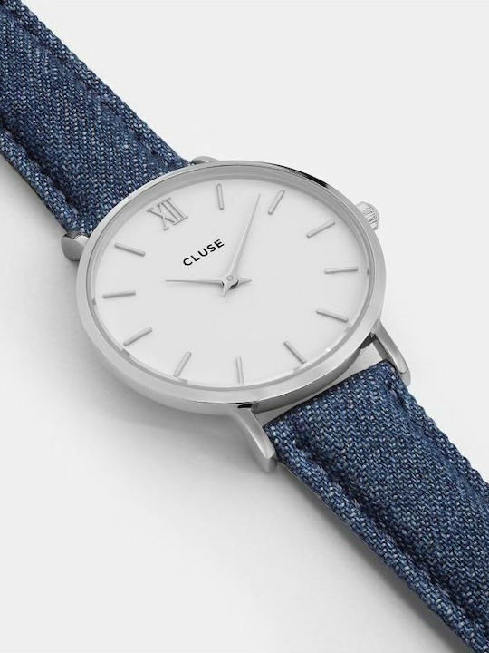 Cluse Minuit Damen Uhr mit Blau Stoffarmband