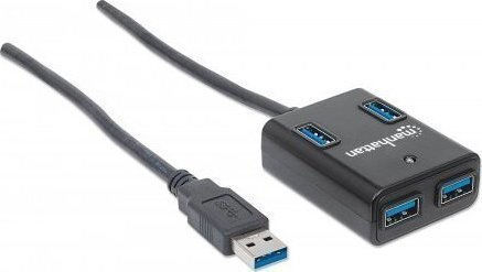 Manhattan IUSB3-HUB4-BK USB 3.0 Hub with 4 Ports with USB-A Connection