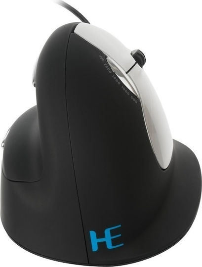 R-Go Tools HE Vertical Mouse Large Right Wired Ergonomic Mouse Black