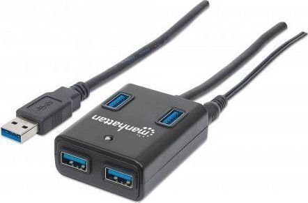 Manhattan IUSB3-HUB4-BKP USB 3.0 4 Port Hub with USB-A Connection