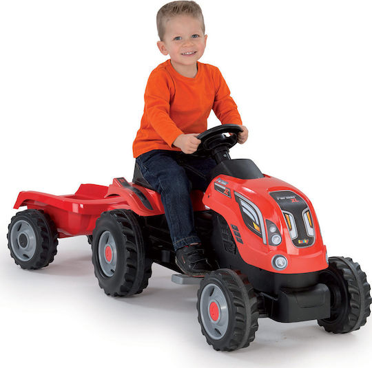 Kids Foot-to-Floor Ride On Tractor with Trailer & Pedal Farmer XL Red
