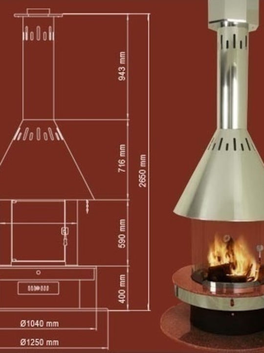 Prity Lux Ενεργειακό Τζάκι Ξύλου 18kW Διαμπερές με Ανοιγόμενες Πόρτες