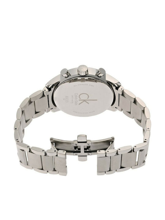 Calvin Klein City Ανδρικό Ρολόι 43mm Χρονογράφος Μπαταρίας με Ασημί Μεταλλικό Μπρασελέ