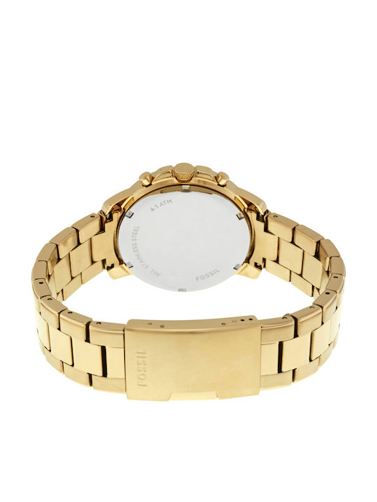 Fossil Gwynn Γυναικείο Ρολόι 38mm Χρονογράφος Μπαταρίας με Χρυσό Μεταλλικό Μπρασελέ