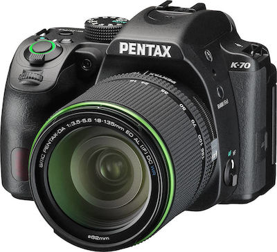 Pentax DSLR Φωτογραφική Μηχανή K-70 Crop Frame Kit (smc DA 18-135mm F3.5-5.6 ED AL [IF] DC WR) Black