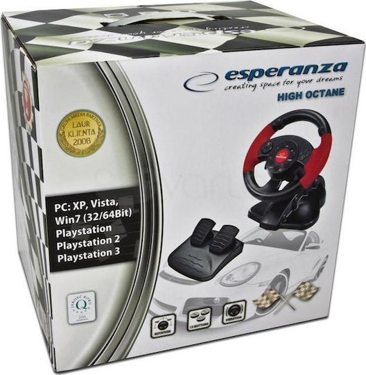 Esperanza High Octane Τιμονιέρα με Πετάλια για PC / PS3 με 180° Περιστροφής