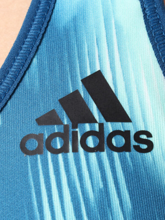 Racerback Printed Bra Γυναικείο Αθλητικό Μπουστάκι Γαλάζιο