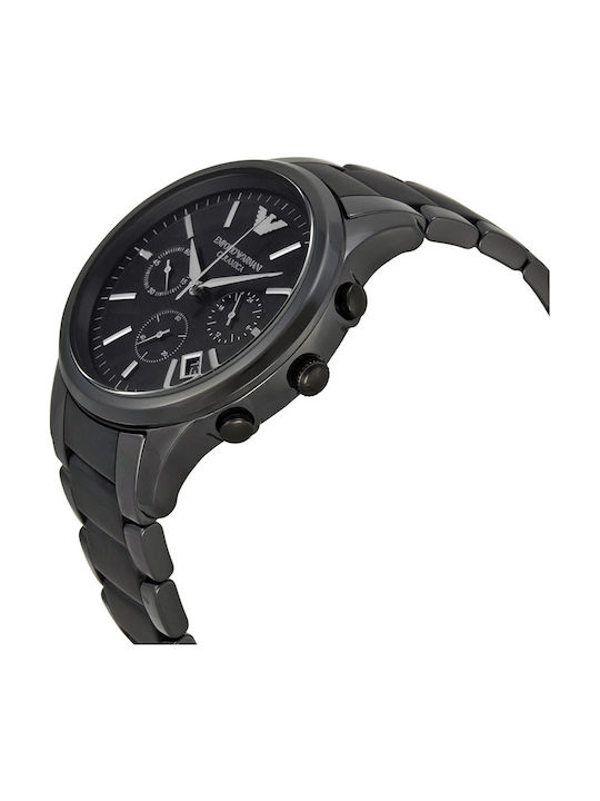 Emporio Armani Herrenuhr 43mm Chronograph Batterie mit Schwarz Keramikarmband
