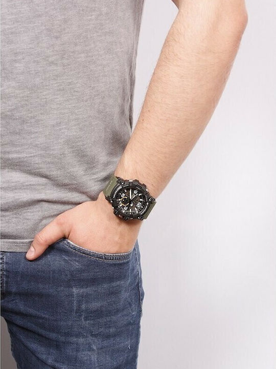 Casio G-Shock Master of G-Land Mudmaster Men's Watch 55mm Chronograph Battery with Green Rubber Strap