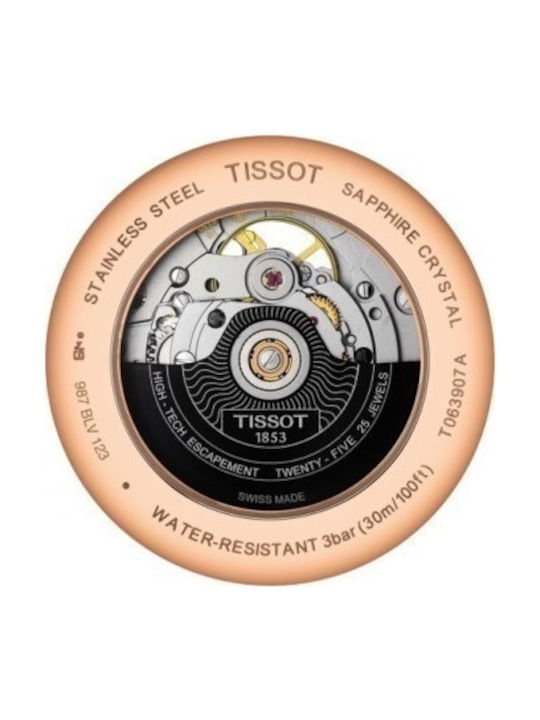 Tissot Tradition Powermatic 80 Open Heart Ceas Automat cu Negru Brățară din piele