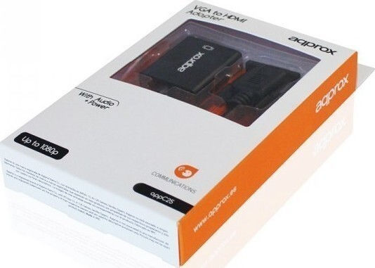 Approx Конвертор VGA мъжки към HDMI женски Черен 1бр appC25