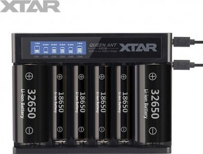 XTAR Queen ANT MC6 Зарядно 6 за батерии Li-ion Размер 18650/16340/26650/14500 в Черен цвят